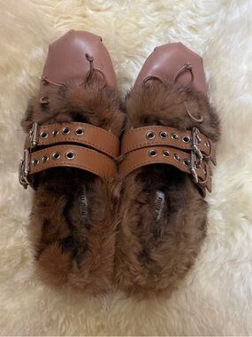 Miu Miu Rabbit Fur Ballet Flats